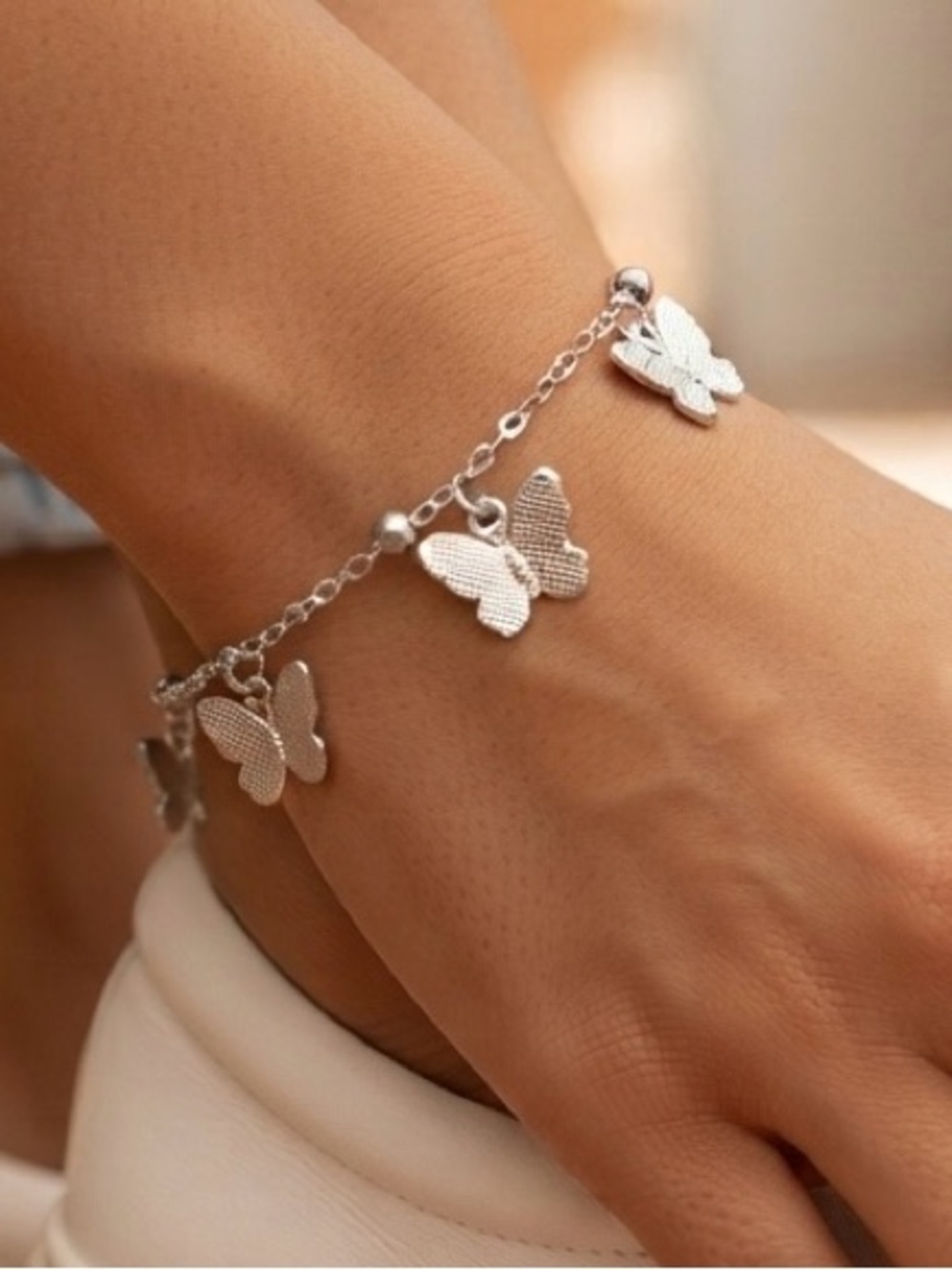 Silver Butterfly Charm Bracelet - Women Jewelry. Buy One Get One Free